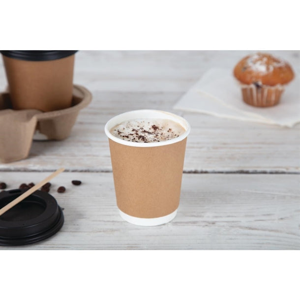 Fiesta Black Polystyrene Lids for 8oz Coffee Cups (1000 Pack)