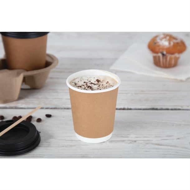 Fiesta Recyclable Coffee Cups Double Wall Kraft 225ml / 8oz (500 Pack)