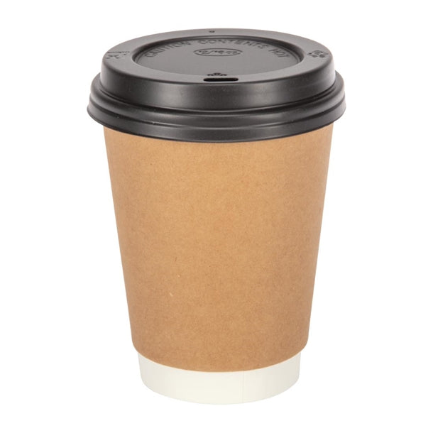 Fiesta Recyclable Coffee Cup Lids Black 340ml / 12oz and 455ml / 16oz (50 Pack)