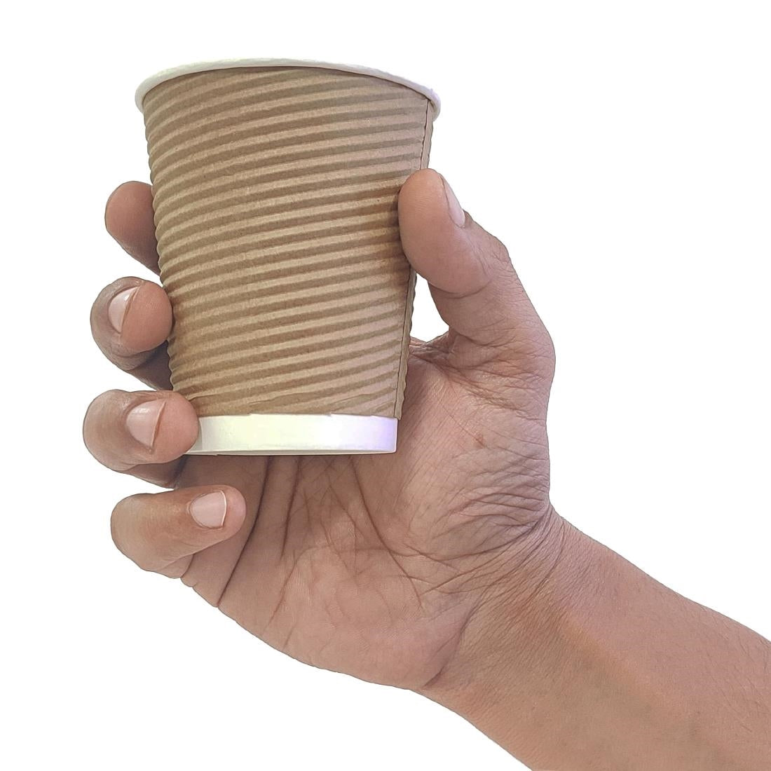 Fiesta Recyclable Coffee Cups Ripple Wall Kraft 225ml / 8oz (25 Pack)
