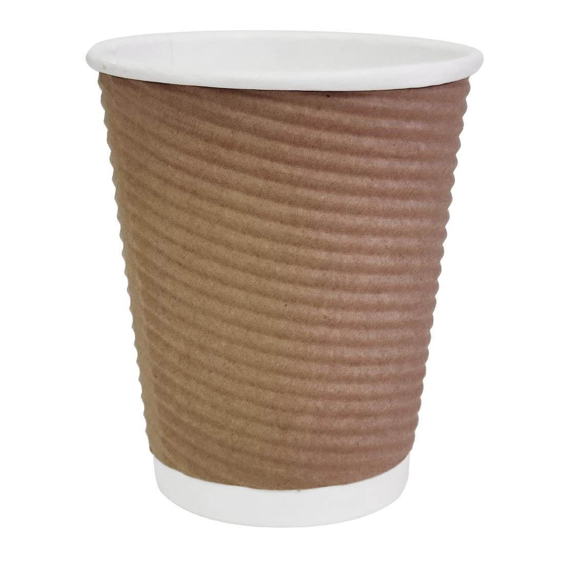 Fiesta Recyclable Coffee Cups Ripple Wall Kraft 225ml / 8oz (25 Pack)