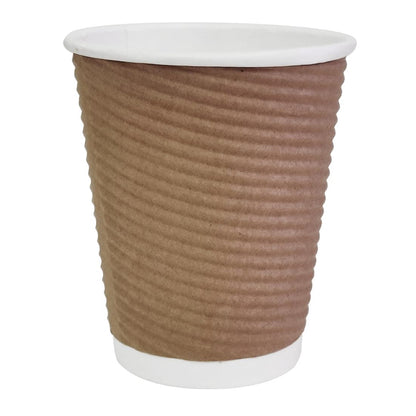 Fiesta Recyclable Coffee Cups Ripple Wall Kraft 225ml / 8oz (25 Pack)