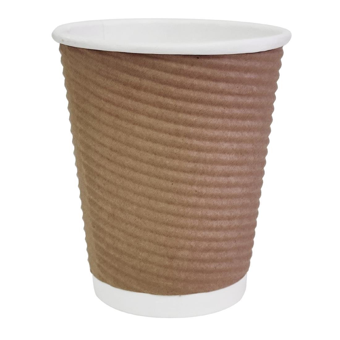 Fiesta Recyclable Coffee Cups Ripple Wall Kraft 225ml / 8oz (500 Pack)