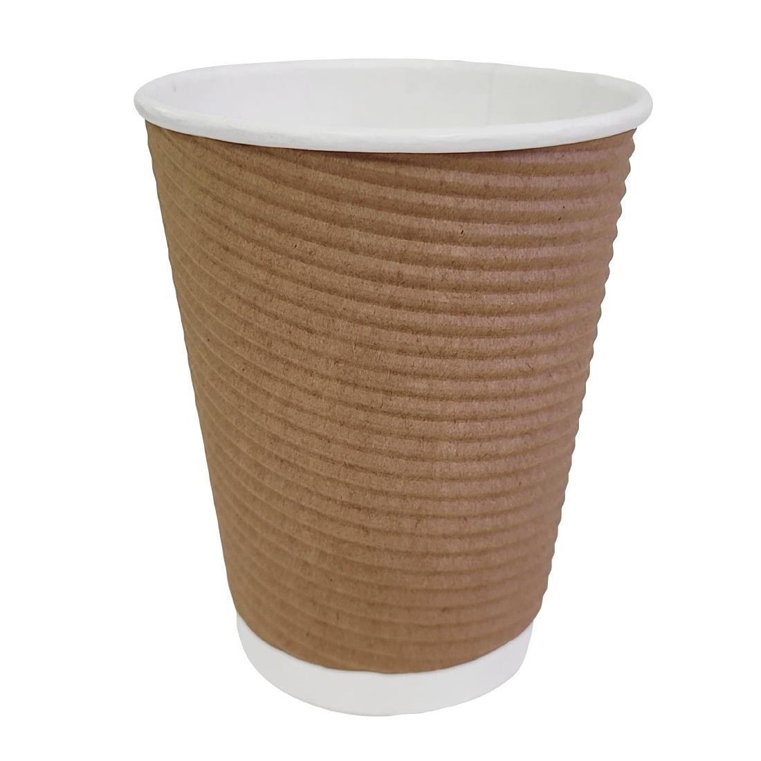 Fiesta Recyclable Coffee Cups Ripple Wall Kraft 340ml / 12oz (500 Pack)