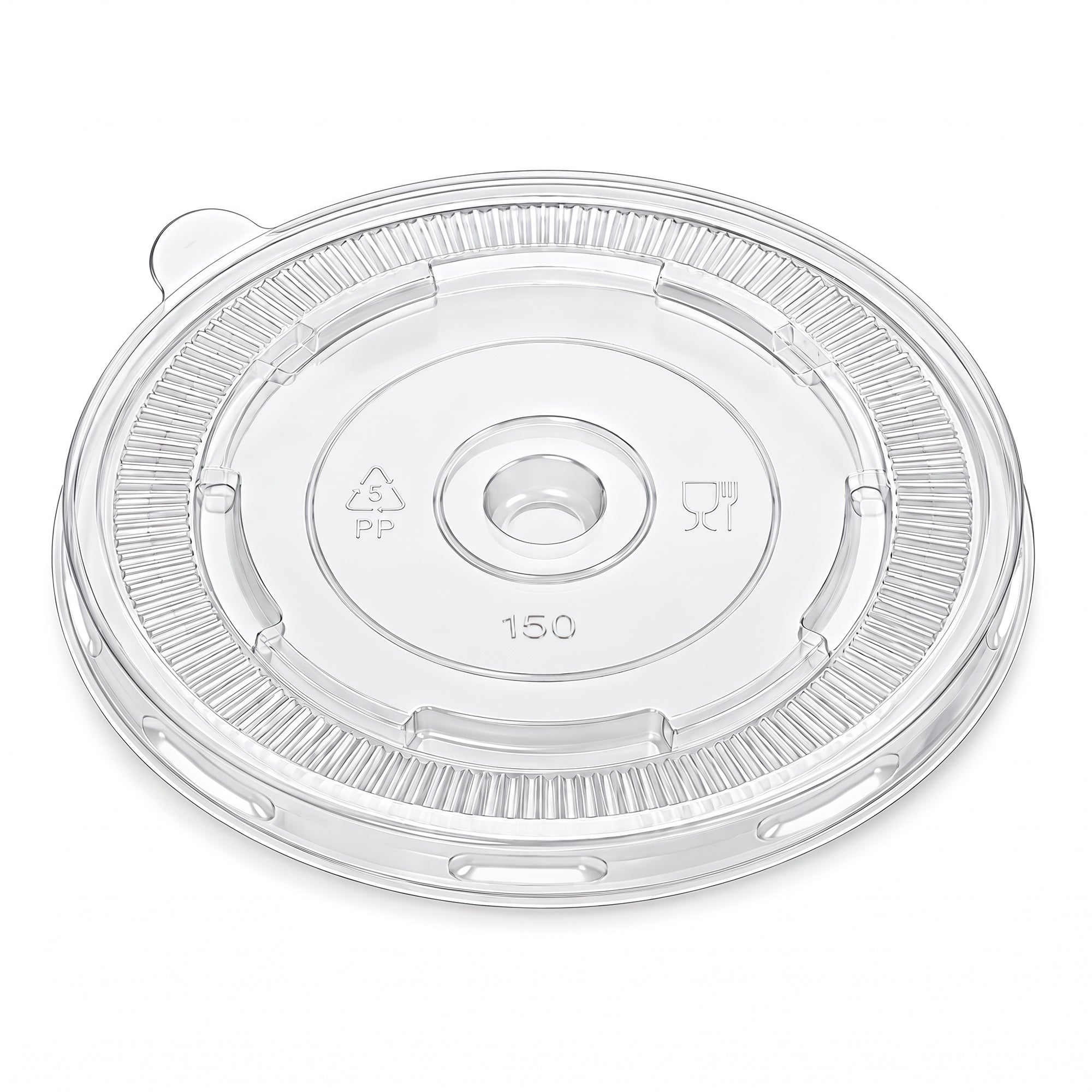 Clear plastic takeout container lid.