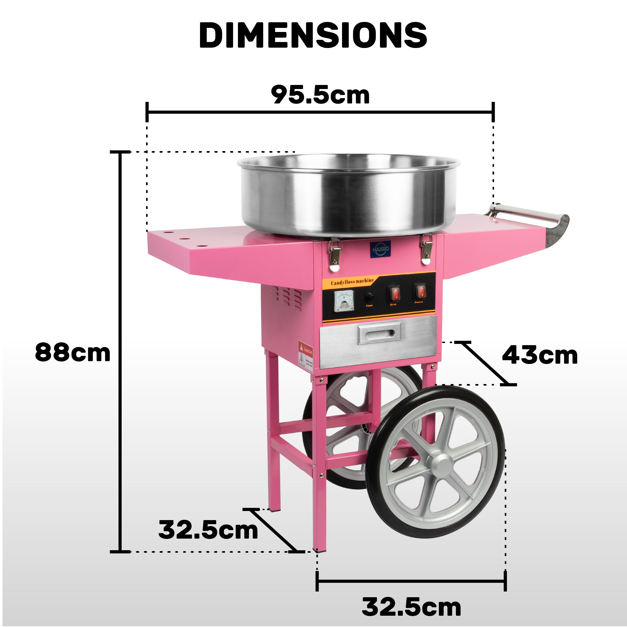 HAXRO Candy Floss Machine With Cart- 52cm