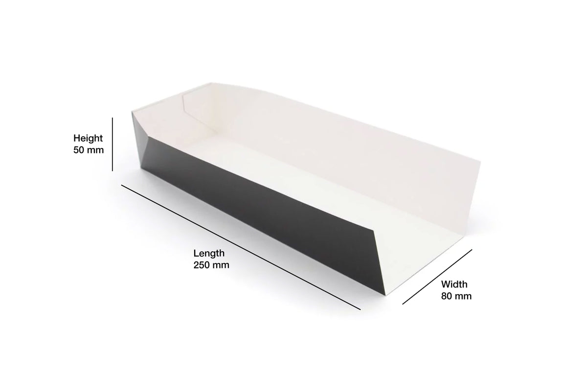 greenpak Hot Dog Tray 10" Black Compostable