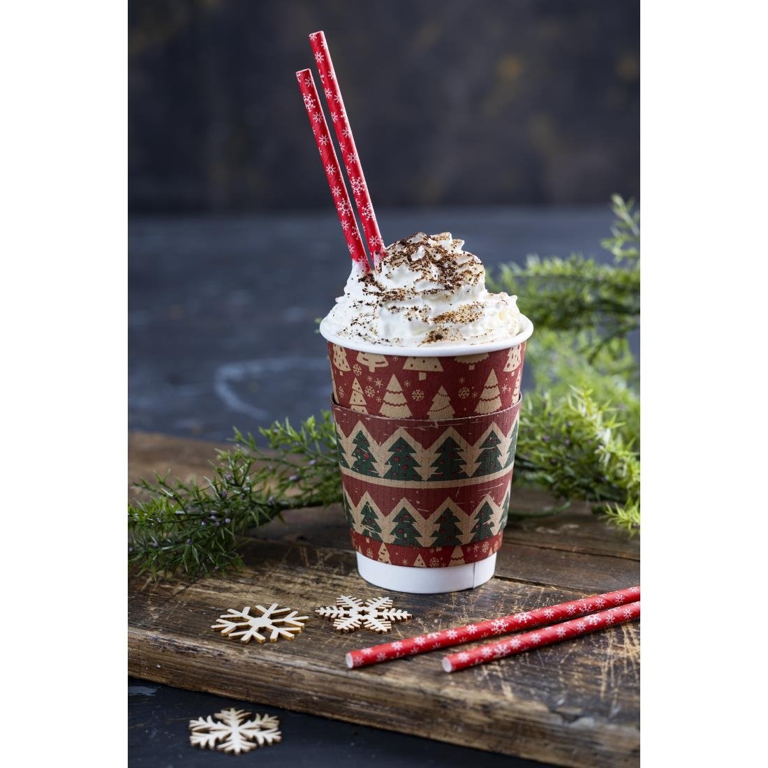 Fiesta Compostable Snowflake Paper Straws 210mm (250 Pack)