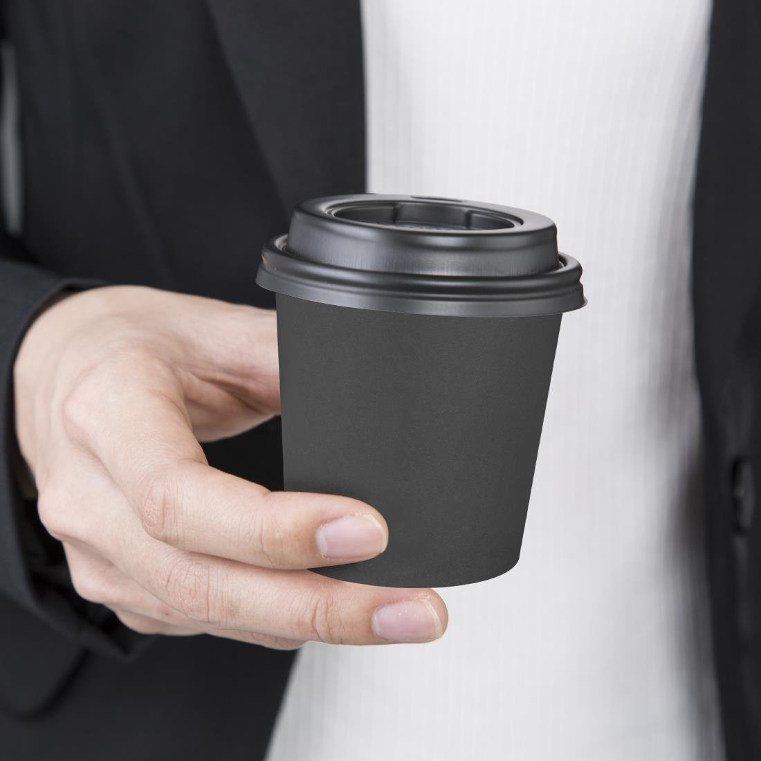 Fiesta Recyclable Hot Cups Single Wall Black 6oz (50 Pack)