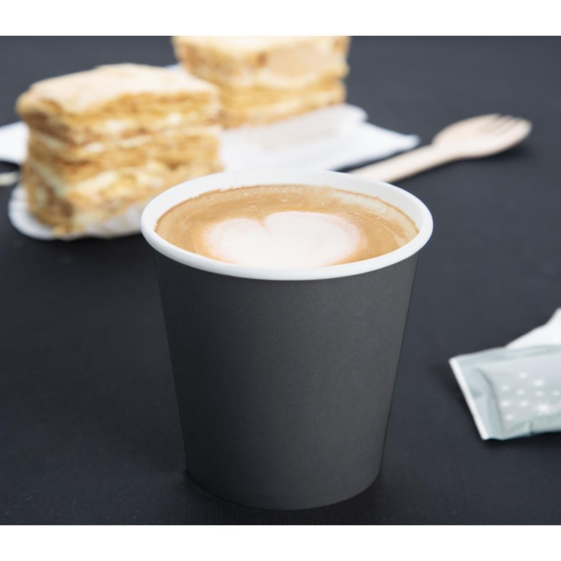 Fiesta Recyclable Hot Cups Single Wall Black 6oz (50 Pack)