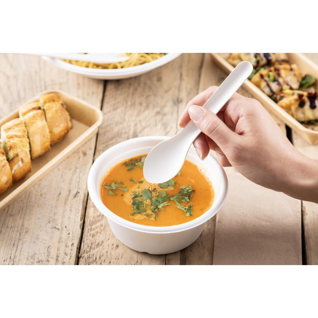 Fiesta Compostable Paper Spoons 150mm (100 Pack)