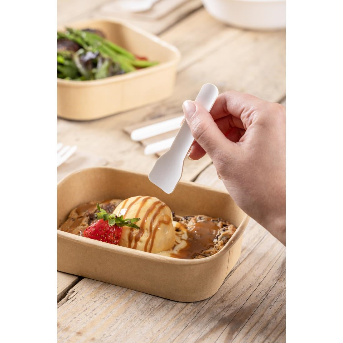 Fiesta Compostable Paper Ice Cream Spoons 95mm (100 Pack)