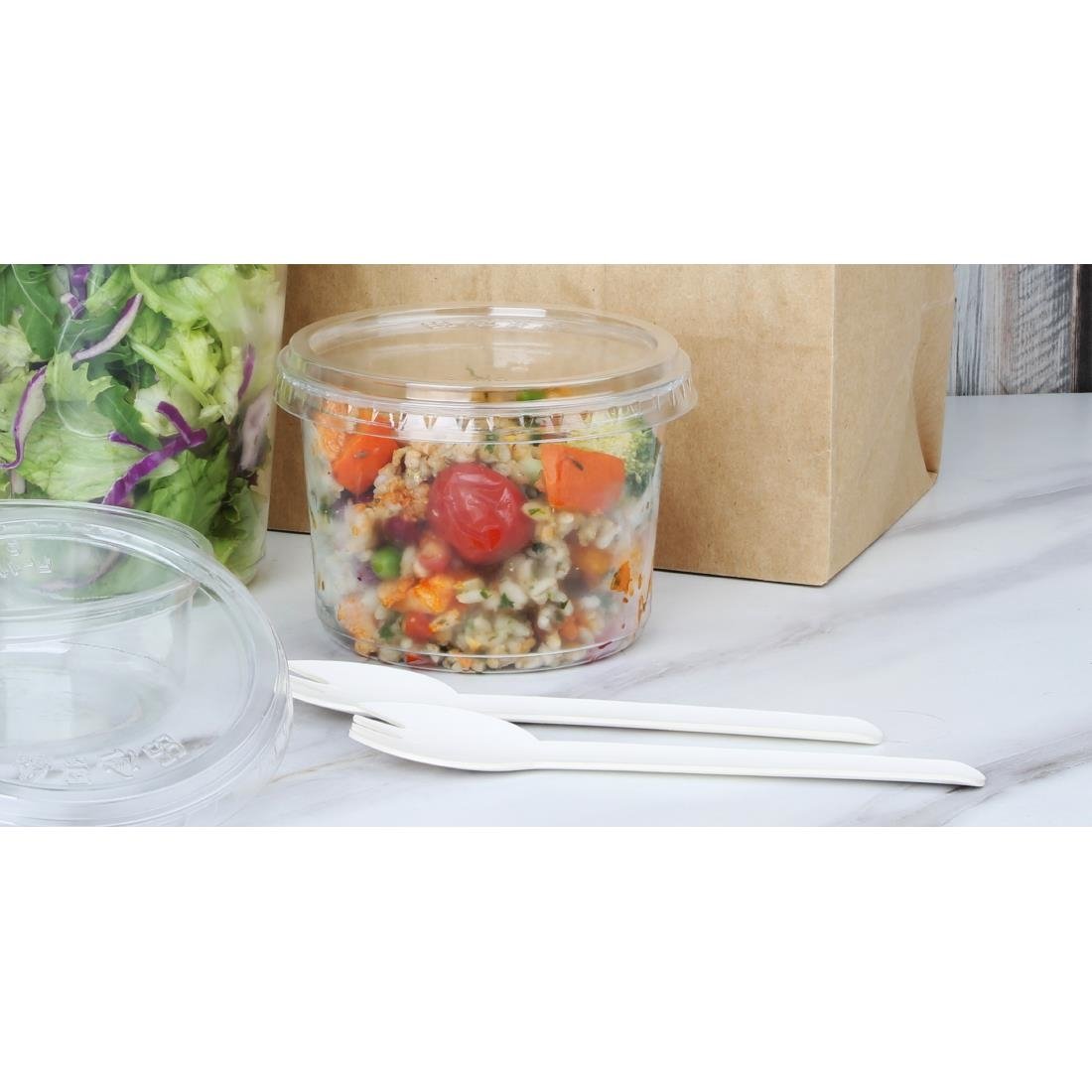 Fiesta Recyclable rPET Flat Lids for Deli Cups 8/12/16oz (300 Pack)