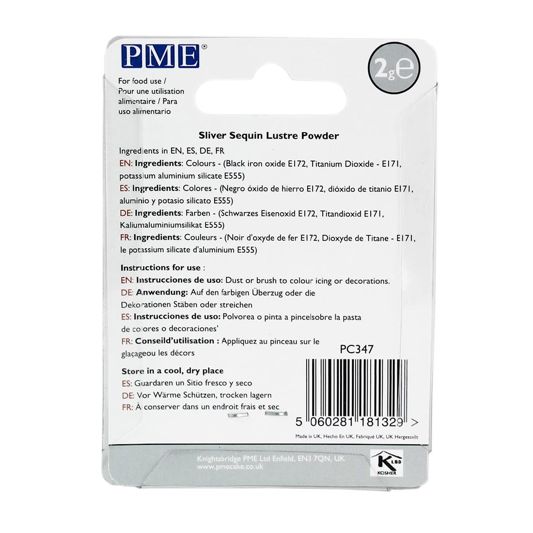 PME Lustre Colours Silver Sequin 2g