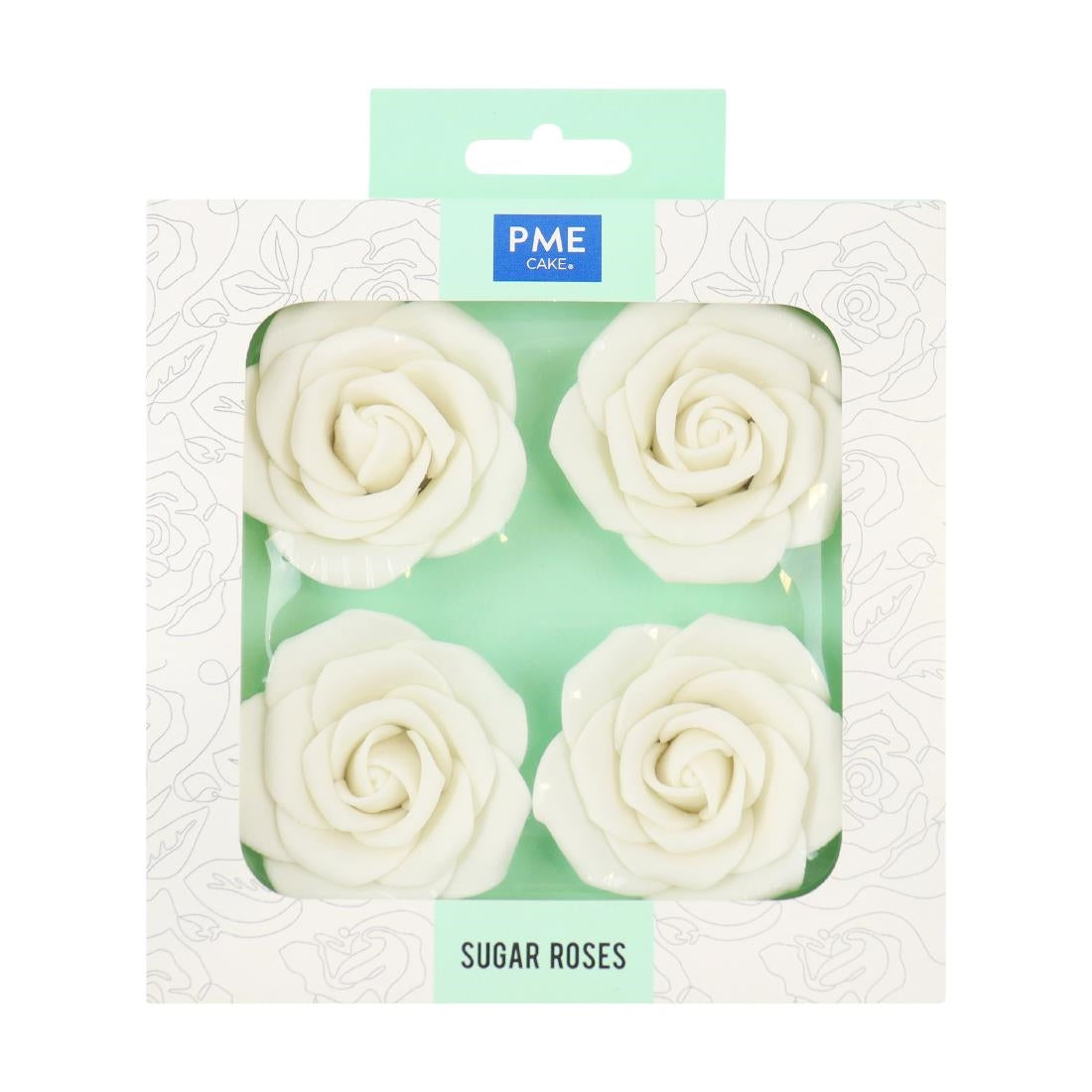 PME White Sugar Roses 62mm (4 Pack)