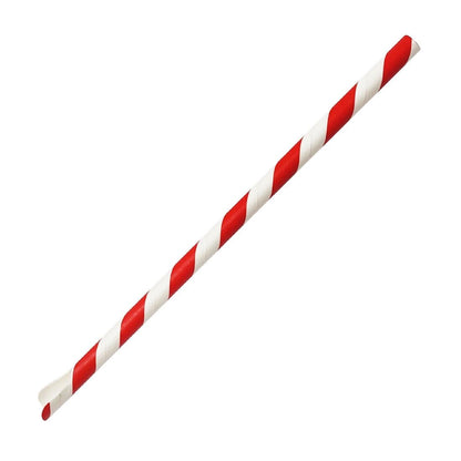 Fiesta Compostable Paper Spoon Straw Red & White Stripe 210x8mm (250 Pack)