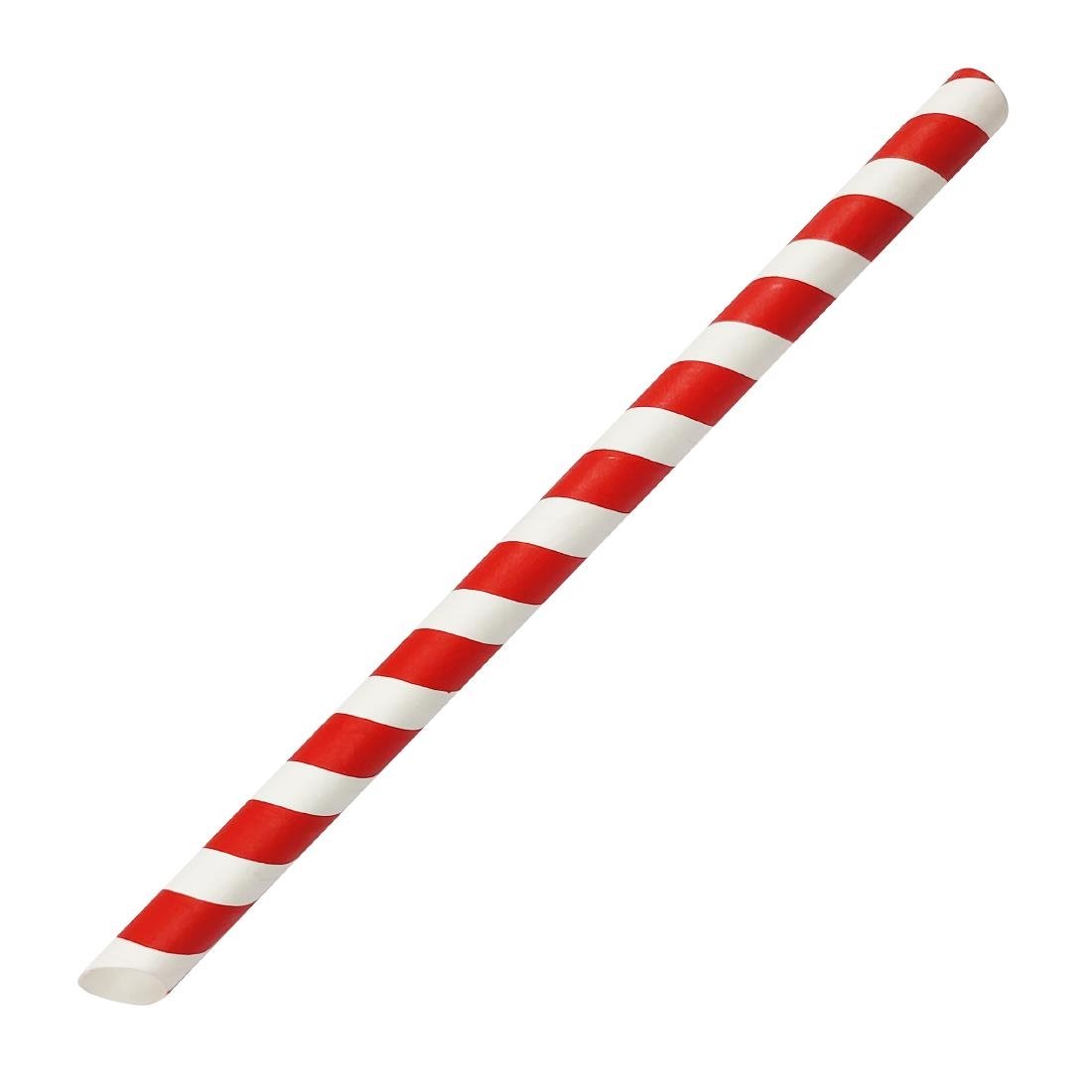 Fiesta Compostable Bubble Tea Straw Red & White 12x210mm (150 Pack)