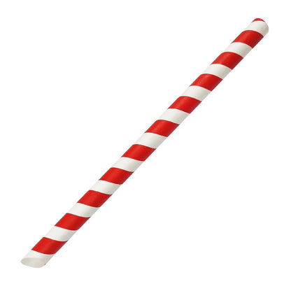 Fiesta Compostable Bubble Tea Straw Red & White 12x210mm (150 Pack)