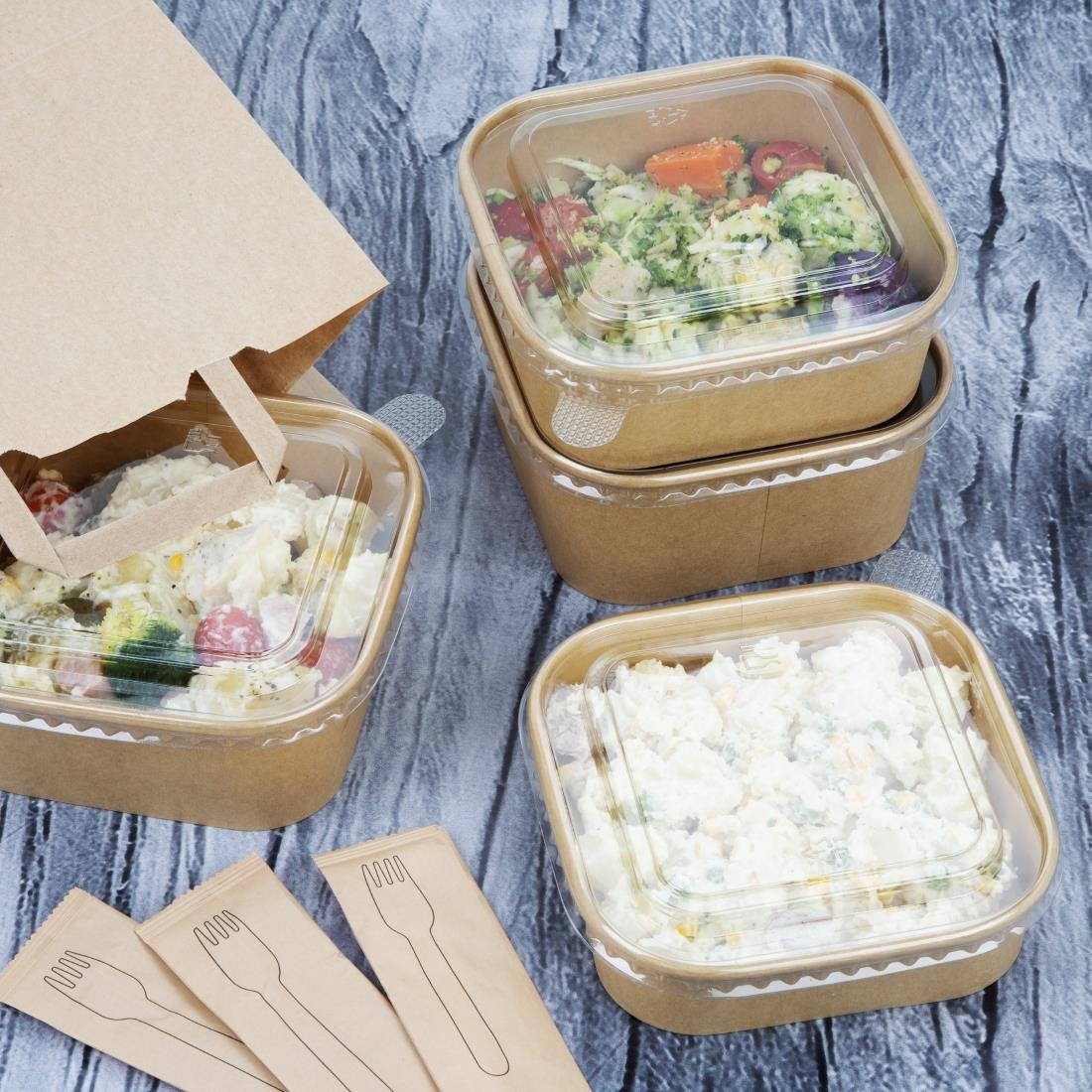 Fiesta Recyclable Square Container Bases 1000ml (300 Pack)