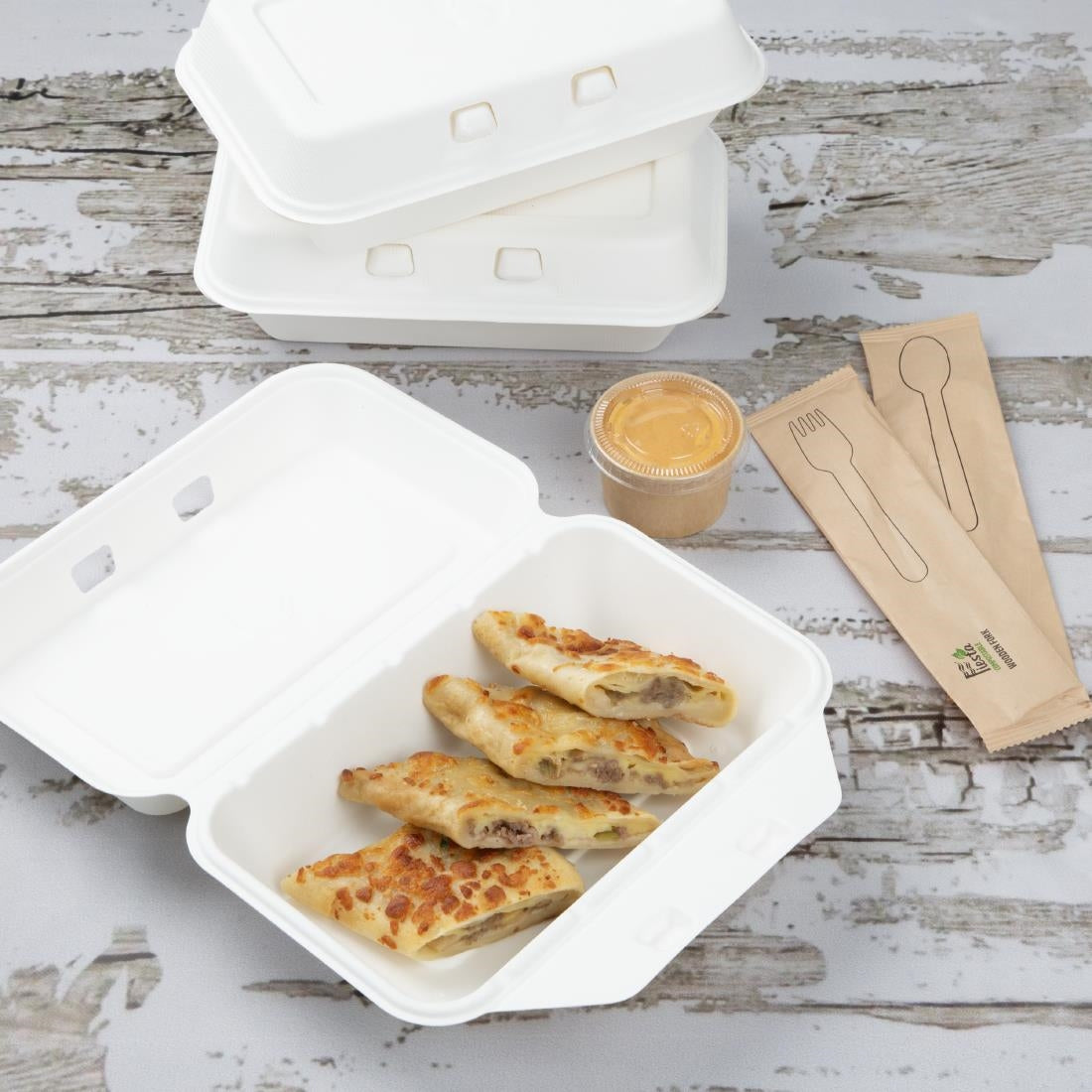 Fiesta Compostable Bagasse Food Containers 9x6" (200 Pack)