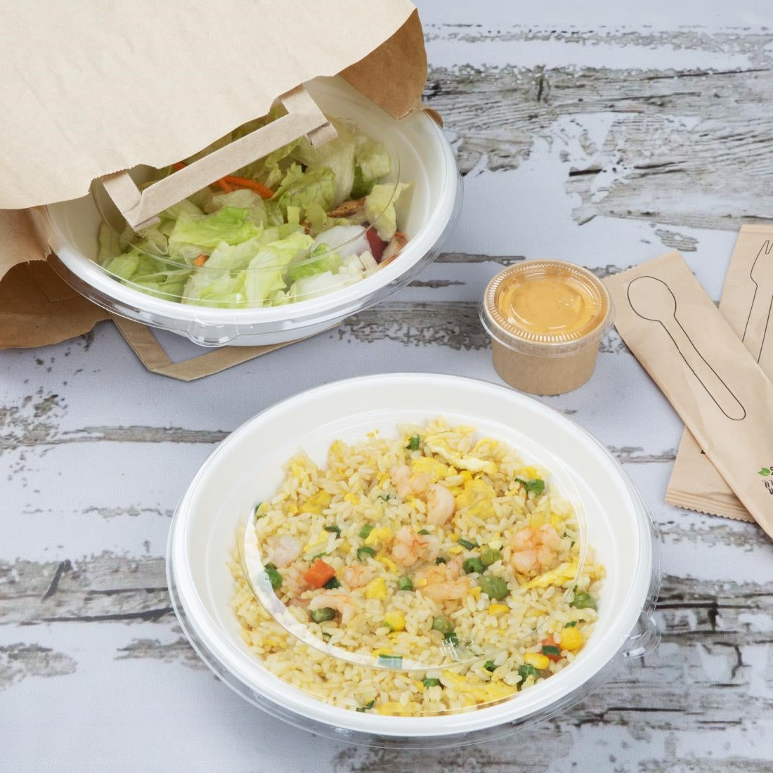 Fiesta Recyclable PET Lids for Poke Bowl Bases 24/32oz (50 Pack)