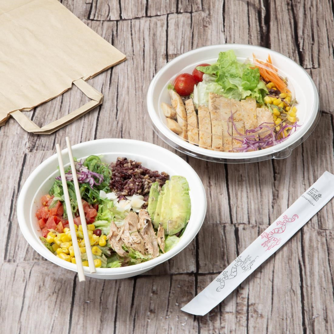 Fiesta Recyclable PET Lids for Poke Bowl Bases 24/32oz (50 Pack)