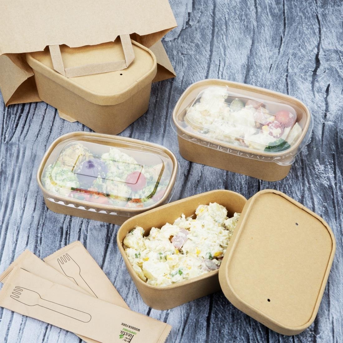 Fiesta Recyclable Rectangular Food Containers 500ml (300 Pack)