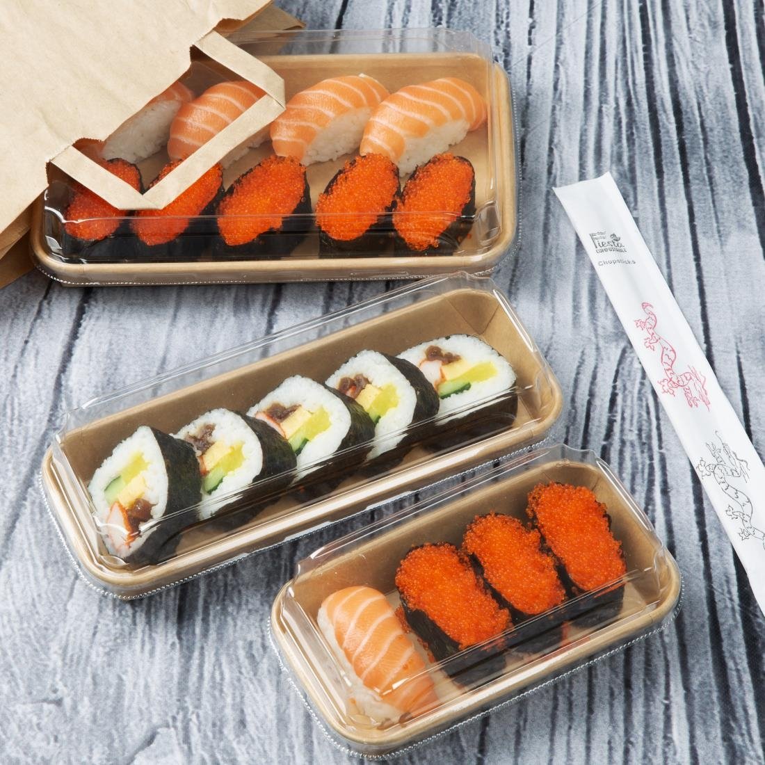 Fiesta Recyclable PET Lids for No. 7 Sushi Trays (300 Pack)