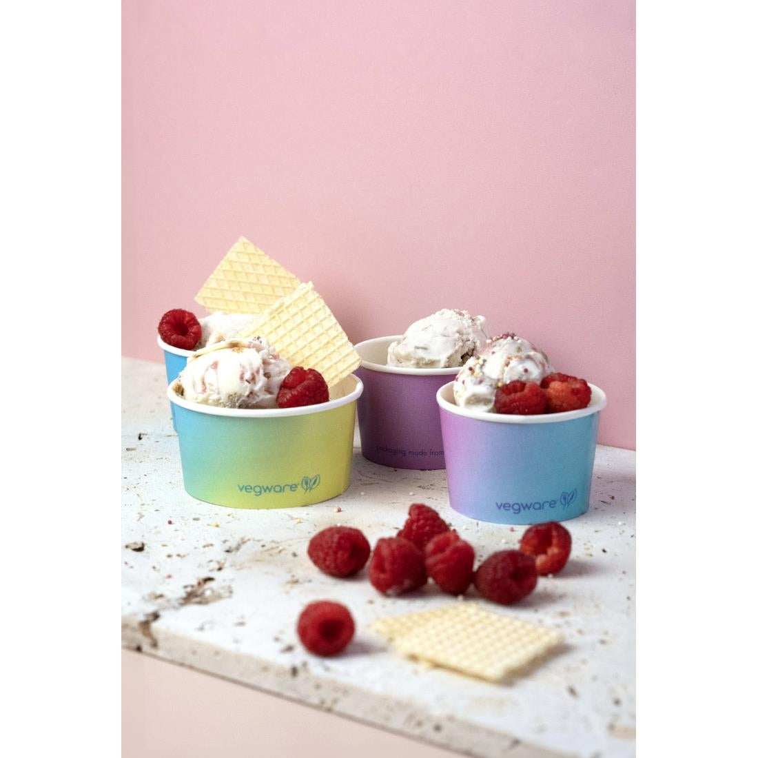 Vegware Double Scoop Ice Cream Pot Tutti Frutti 6oz (1000 pack)