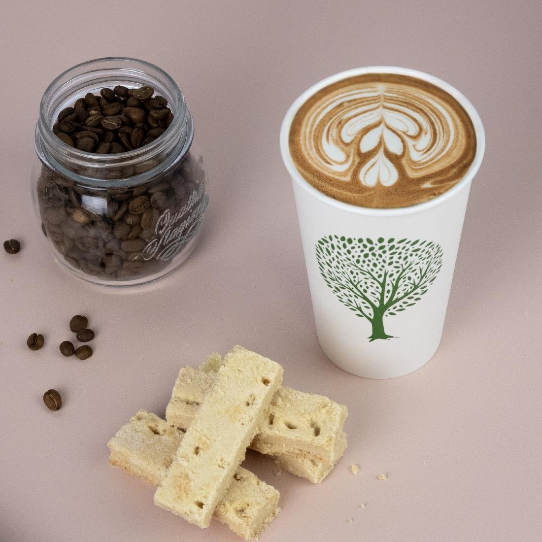 Vegware Green Tree White Hot Cups 16oz 89-Series (1000 pack)