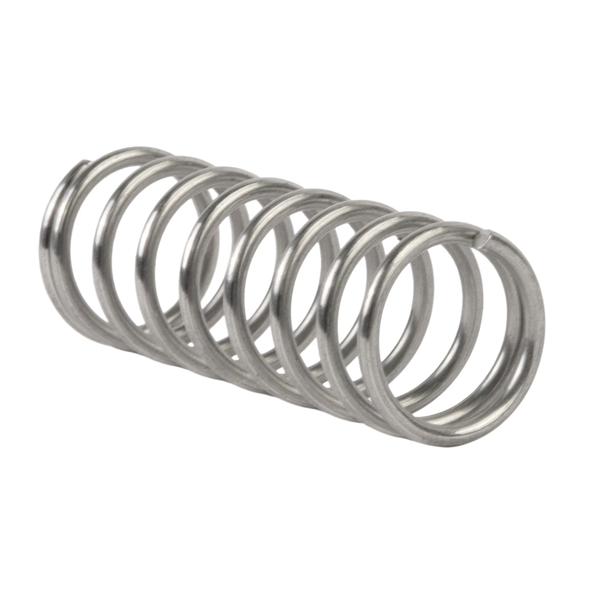 A coiled metal spring.