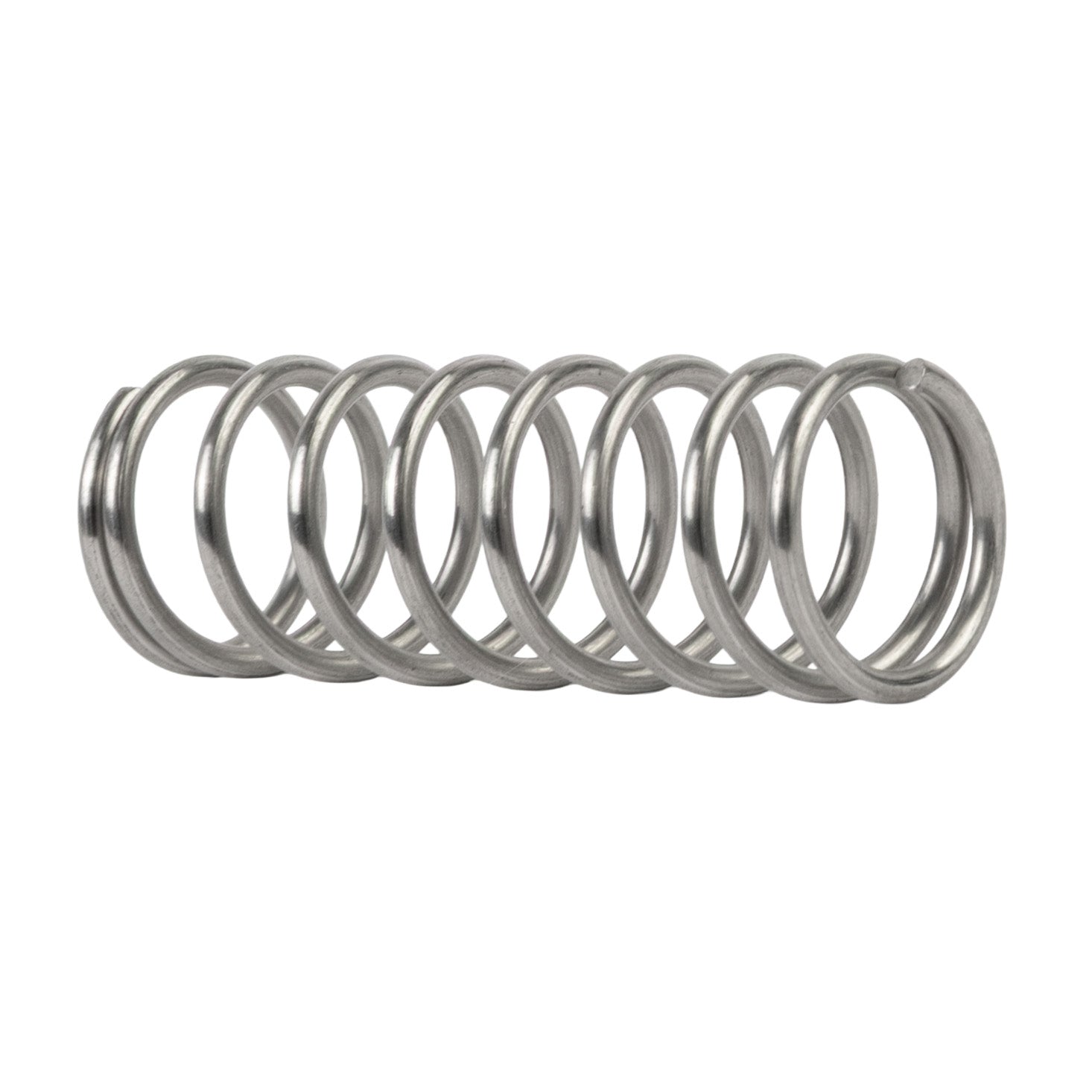 HAXRO discharge spring machine replacement part, silver metal coil spring on white background