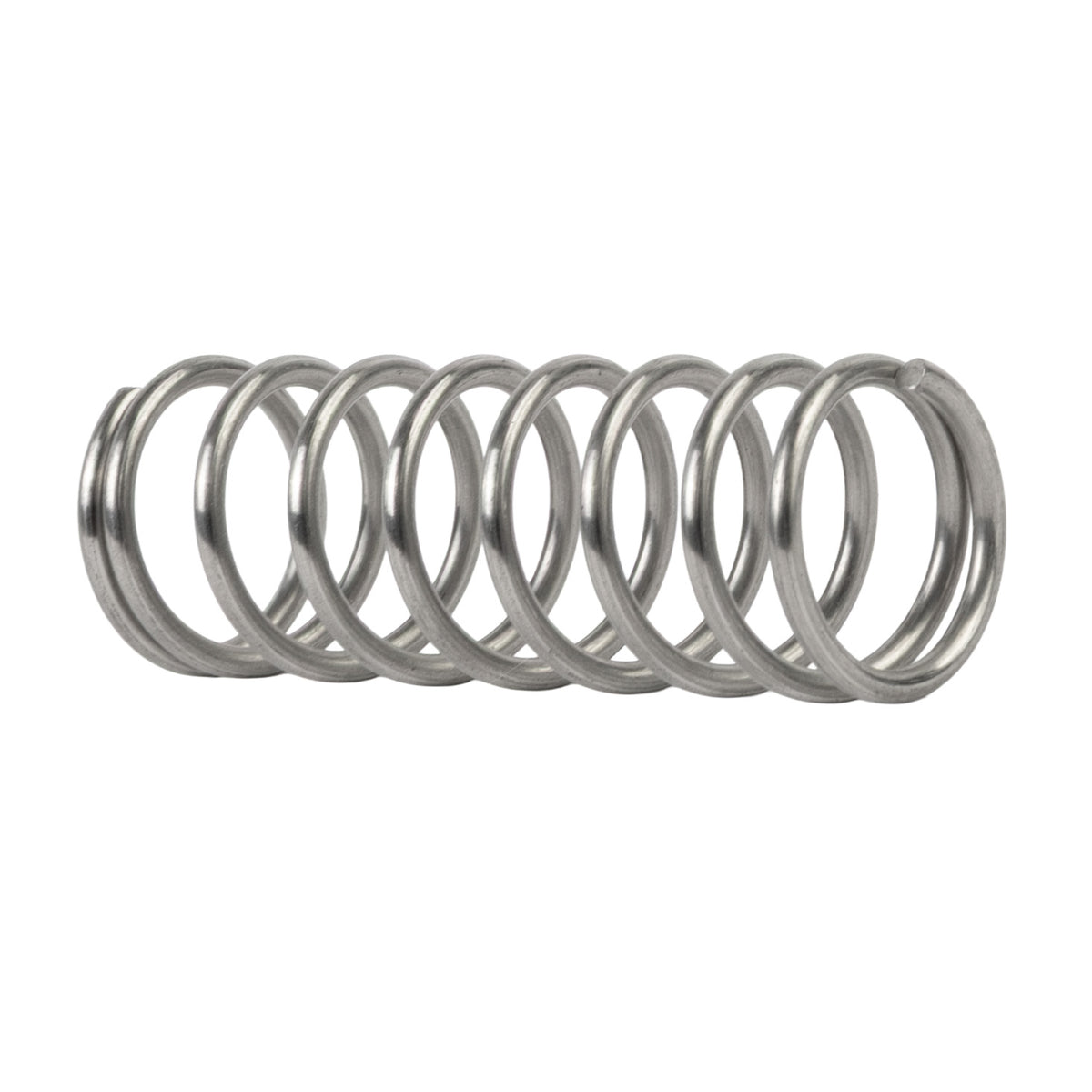HAXRO discharge spring machine replacement part, silver metal coil spring on white background