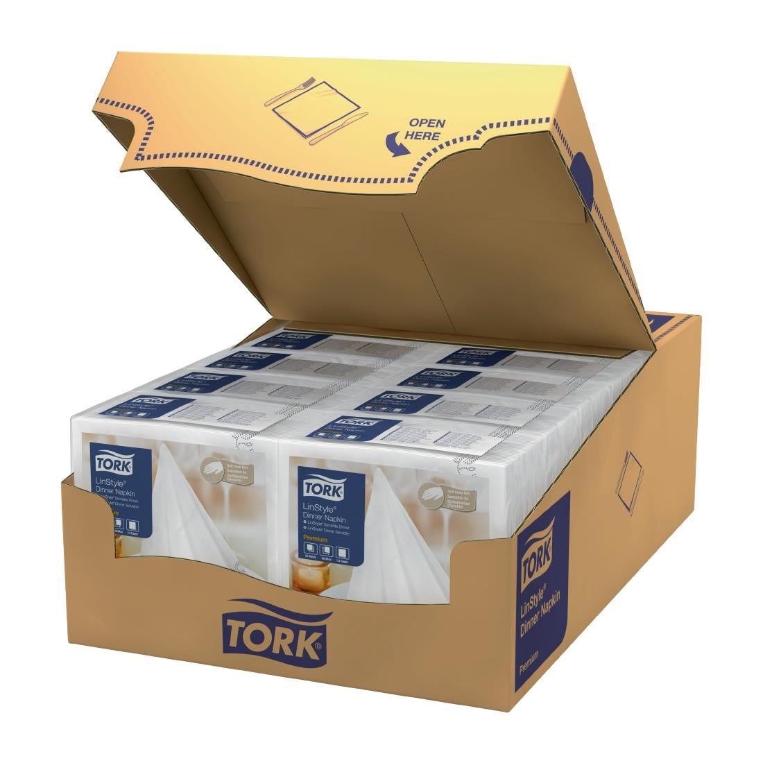 Tork Premium Linstyle 1/4 Fold Napkins White/Black 39x39cm (700 Pack)