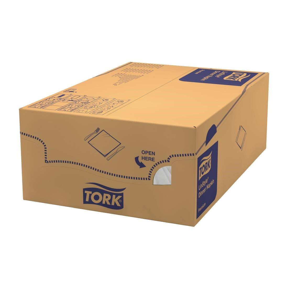 Tork Premium Linstyle 1/4 Fold Napkins White/Black 39x39cm (700 Pack)