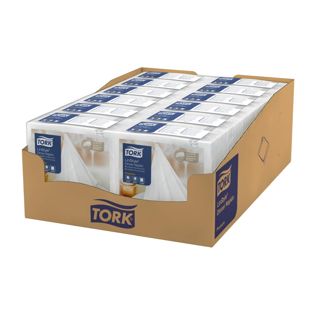 Tork Premium Linstyle 1/4 Fold Napkins White/Black 39x39cm (700 Pack)