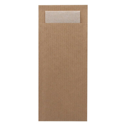 Europochette Classic Size Kraft Brown Cutlery Pouch with Kraft 2ply Napkin (500 pack)