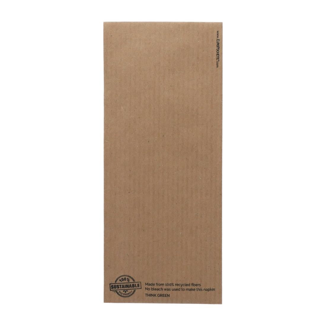 Europochette Classic Size Kraft Brown Cutlery Pouch with Kraft 2ply Napkin (500 pack)