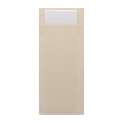 Europochette Classic Size Cream Cutlery Pouch with White 2ply Napkin (500 pack)