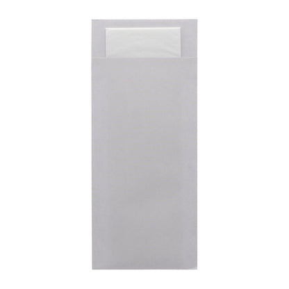 Europochette Classic Size Sea Salt Grey Cutlery Pouch with White 2ply Napkin (500 pack)