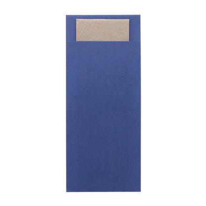 Europochette Classic Size Marine Blue Cutlery Pouch with Kraft 2ply Napkin (500 pack)