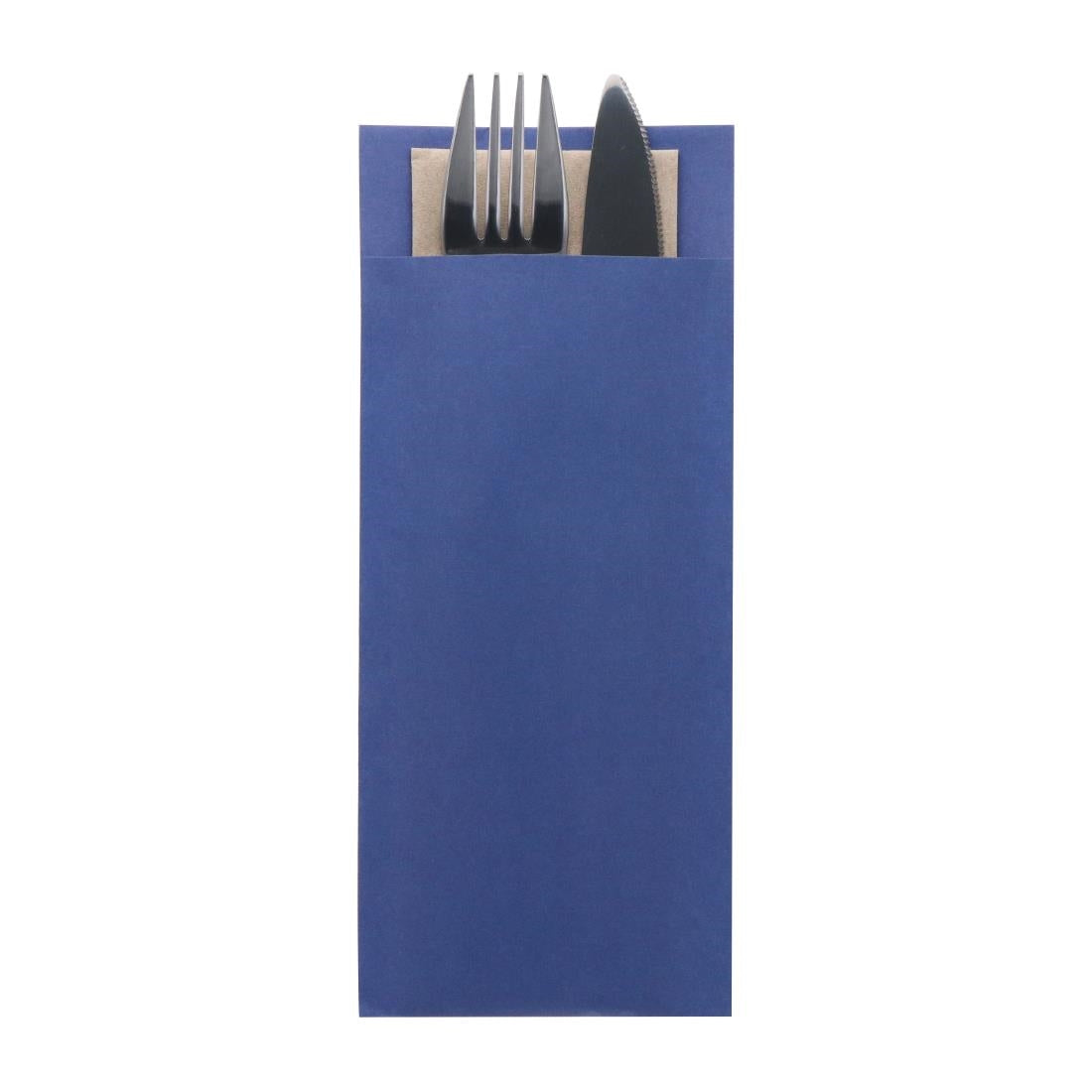 Europochette Classic Size Marine Blue Cutlery Pouch with Kraft 2ply Napkin (500 pack)