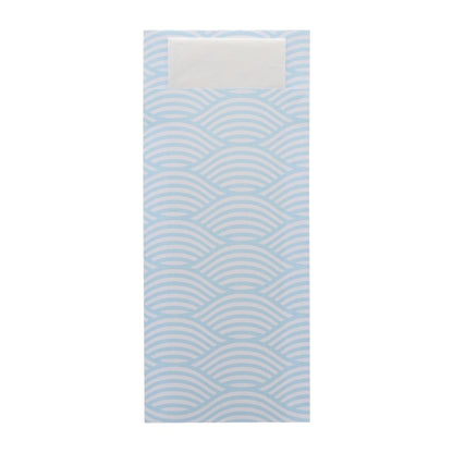 Europochette Classic Size Coastal Cutlery Pouch with White 2ply Napkin (500 pack)