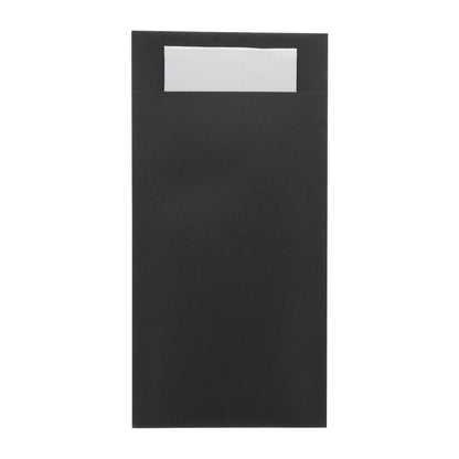 Europochette Royal Size Black Cutlery Pouch with White Soft 2ply Napkin (250 pack)