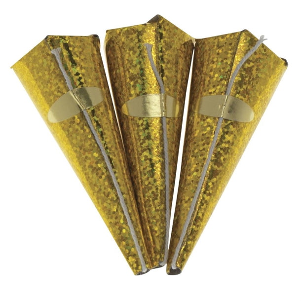 Swantex Gold Holographic Cone Party Poppers (50 Pack)