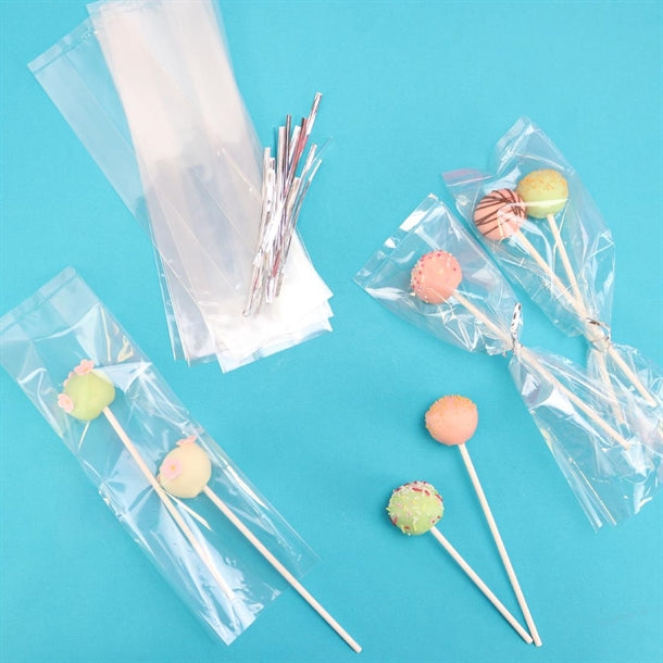 PME Cake Pop Bags with Silver Ties 254x76mm (25 Pack)
