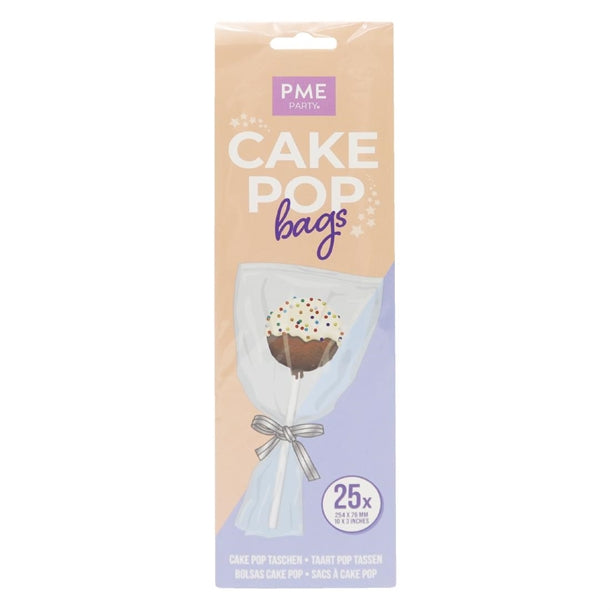PME Cake Pop Bags with Silver Ties 254x76mm (25 Pack)