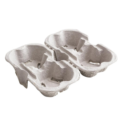 Vegware Moulded Pulp Fibre Splitable 4-Cup Carry Trays (160 Pack)
