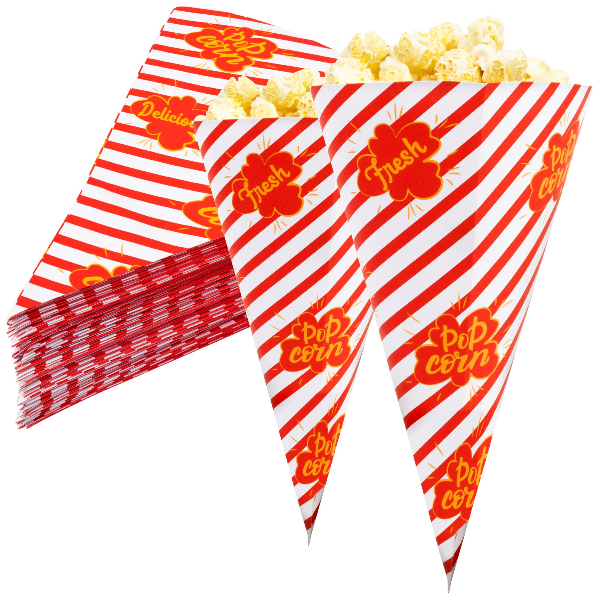 Red and White Striped Popcorn cone