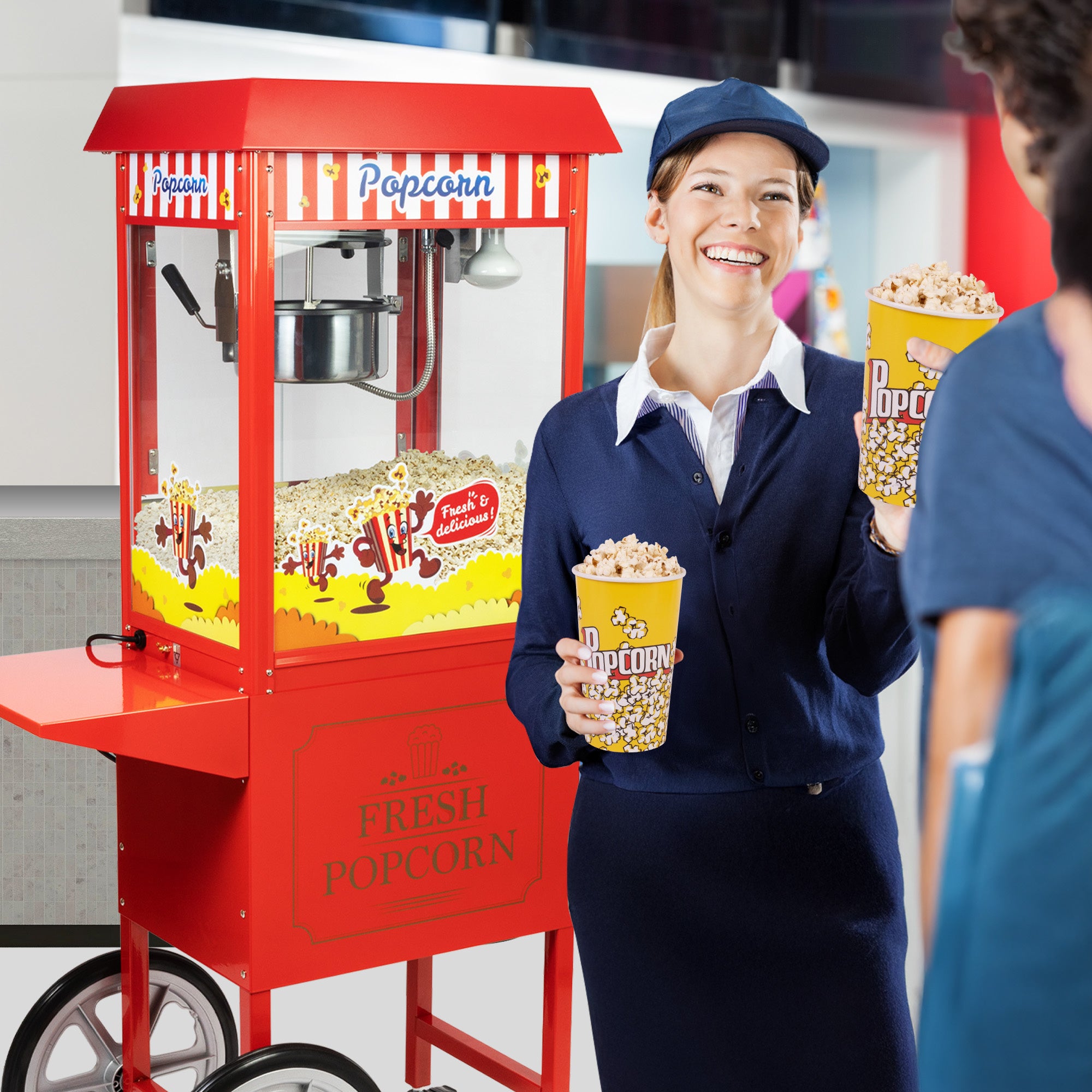 HAXRO Popcorn Machine & Cart 8oz - Red